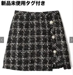 GRL インパン裏地付きアシンメトリーツイードチェックミニスカート［ai48］