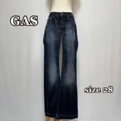 【GAS】セミフレアデニム W28L32｜濃紺／ストレッチ素材／刻印ボタン／脚長のサムネイル