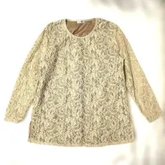 FILICIANO フィリチアーノ 刺繍レースチュニック 長袖 ベージュ