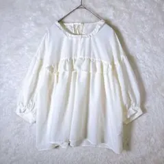 a466　VIS　ビス　バックリボンフリルブラウス　F　アイボリー　透け感