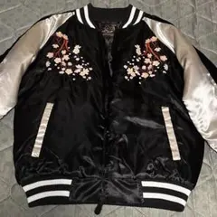 男義　鯨＆桜 刺繍　スカジャン