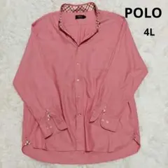 【希少サイズ】 POLO オックスフォードシャツ 長袖 大きめ ピンク 4L