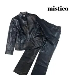 【ミスティコ】フェイクレザー ジャケット パンツ 黒 セットアップ 合成皮革
