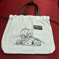 PEANUTS 巾着トートバッグ スヌーピー ライトブルー used