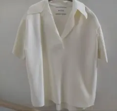 【新品】BEIGE. ホワイト ポロニットシャツ 半袖