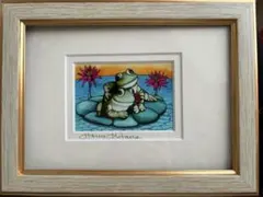 カエル 絵画 ハワイアーティストHolly Kitaura 額縁付 ハワイで購入