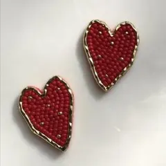 フレンチハートbeaded ピアスorイヤリング