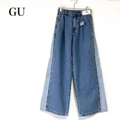 【新品】GU ライトデニムサイドラインパンツ ＪＲ　L(160)サイズ　ブルー