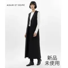 【美品】ADAM ET ROPE' ノーカラーベストワンピース　ブラック