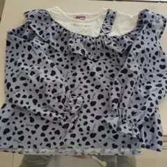 PIRMON 水色ドット柄フリルブラウス