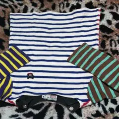 ✨DOUBLE.B、ミキハウス・ベビー・三色ボーダーカットソー