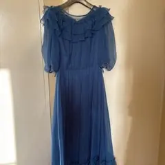 Bernet 青色フリル ロングドレス