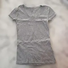 TOMMY HILFIGER グレー Vネック Tシャツ XS 半袖