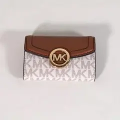 【ギフト仕様/新品】MICHAEL KORS キーケース ホワイト/ブラウン