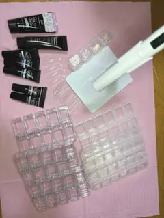 ポリジェル　長さ出しチップ　ペン型スタンドLEDライト　パーツケース　まとめ売りのサムネイル