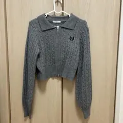 INGNI グレー ケーブルニット クロップドセーター