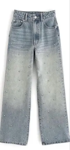 GRLビジューストレートデニムパンツcu466