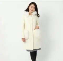 即購入可　ミッシュマッシュ　フード　ポケット　ファー　ノーカラー　白