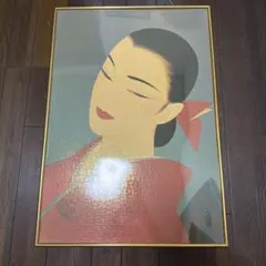 ビーズアート 東郷青児 現状品 額装 絵画 女性画 美人画 昭和レトロ