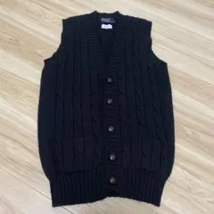 現行タグ✨ポロラルフローレン ケーブルニット ベスト 刺繍ロゴ ダークグレー ケーブルニット コットン セーター ベスト | ラルフ ローレン