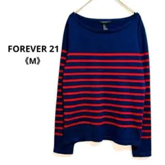 a1223フォーエバー21 長袖 ボーダー カットソー 秋 ネイビー 赤 《M》