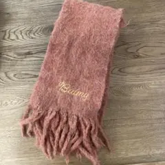 サマンサモスモス　フリンジ付きマフラー オレンジ