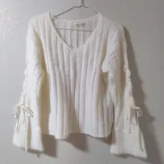 MAJESTIC LEGON アイボリー Vネックニット