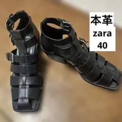 zara 40 レザーサンダル　本革　25.5 26.0 バックルケージサンダルのサムネイル