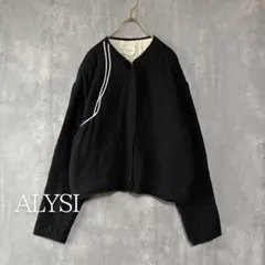 ALYSI アリジ アート柄中綿ブルゾン　ジャケット　黒　シワ加工　イタリア製