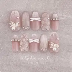 ユウ様専用 翌々日発送 ピンクマグネットリボンネイルチップ