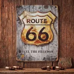 ルート66 ブリキ看板 ROUTE66 アメリカン雑貨 ガレージ バイク アメ車