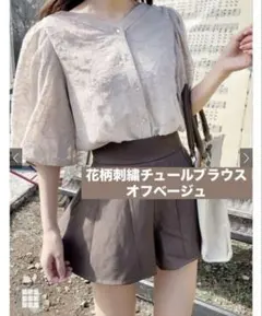 GRL グレイル Vネックラメ花柄刺繍チュールブラウス[tu583] 春服