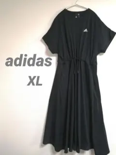 【アディダス】レディース　ロングスカート　ワンピース　オールインワン　黒　XL