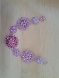 ハンドメイド ビーズ ブレスレット ピンク系