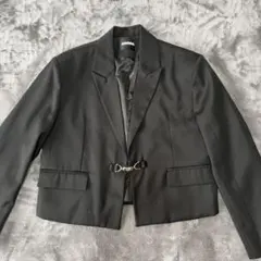 短丈 テーラードジャケット クロップド丈 モード系 メンズ ブラック