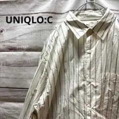UNIQLO:C ブロードオーバーサイズシャツ ストライプシャツ L ホワイト