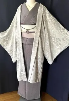 K0548 美品 逸品 上品 山岡古都 天目織 正絹 お召 袷 K0548 美品 逸品 上品 山岡古都 天目織 正絹 お召 袷