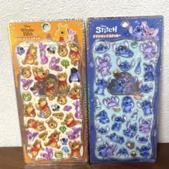 【正規品】　ディズニー プチドロップステッカー　プーさん　スティッチ
