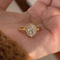 高品質モアッサナイト S925 18KGPリング ヴィンテージ