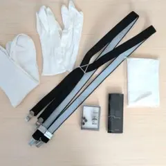 新郎小物5点セット 手袋・カフス・サスペンダー・チーフ・アームバンド