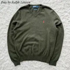 Polo by Ralph Laurenセーター ワンポイント刺繍ロゴ カーキL