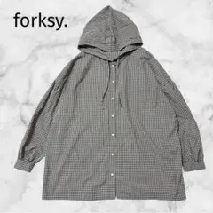 ＊forksy.＊【F】オーバーサイズシャツ ゆるだぼ　フード　羽織　チェック柄のサムネイル