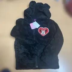 ミニーマウス ハート刺繍 ブラックパーカー 120cm