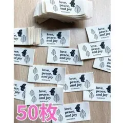 布タグ 50枚 ハンドメイド用タグ 葉っぱ 綿タグ コットンタグ ネーム 北欧