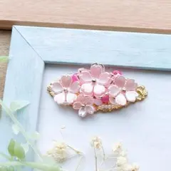 NO.16☆鮮やかなピンクと淡いピンクの桜編み込みパーツ