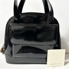 GUCCI バンブー パテント レザー ショルダーバッグ ブラックのサムネイル