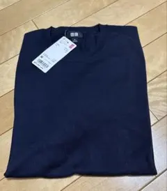 新品　UNIQLO スーピマコットン クルーネックセーター ネイビー M