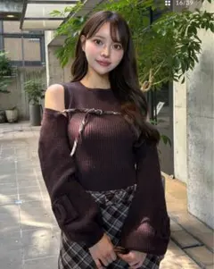 Darich ドッキングミドルウエストニットミニワンピース BROWN