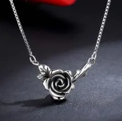ブラック ローズ ネックレス S925 韓国