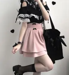 大人気❤️リボン付きミニスカート 脚長効果 女子会デート普段使い